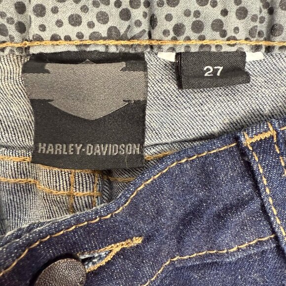 HARLEY DAVIDSON Moto Skinny Ankle Stretch Dark Blue Wash Jeans Size 27 - Picture 4 of 5